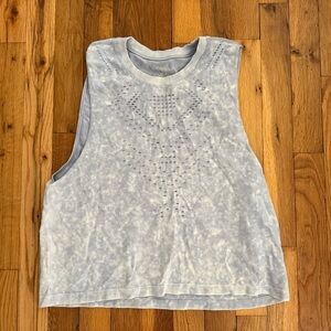 Casual Sleeveless Light Blue Gray Workout Top